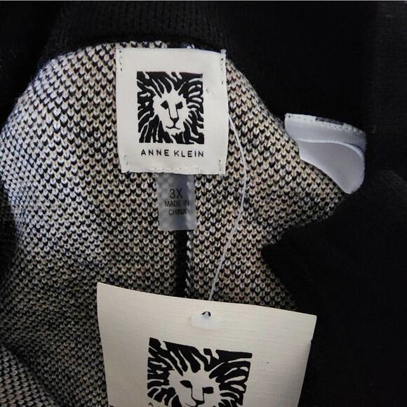 Anne Klein Womens 3X‎ Poncho Sweater Cardigan Knit Geometric Plaid Zip Up 3X New - Picture 5 of 7